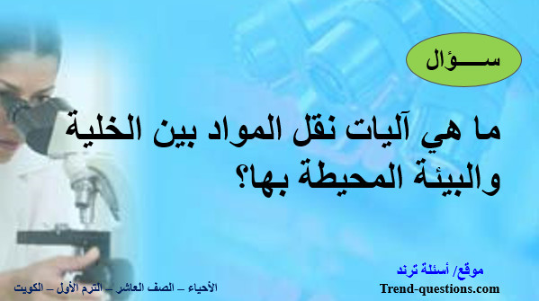 ما هي آليات نقل الموادّ بين الخليّة والبيئة المحيطة بها؟
