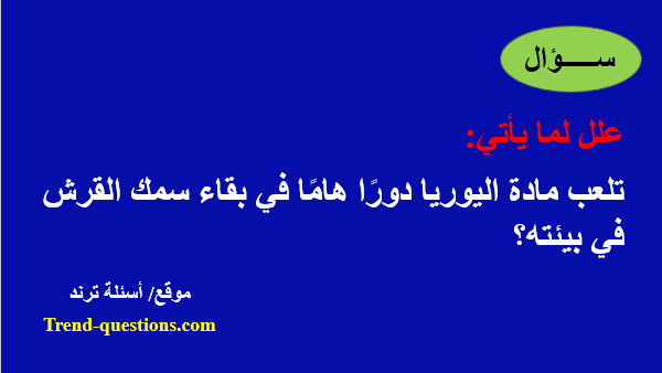 كيف تلعب مادة اليوريا دورًا هامًا في بقاء سمك القرش في بيئته؟