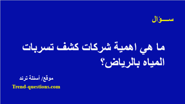 ما هي اهمية شركات كشف تسربات المياه بالرياض؟