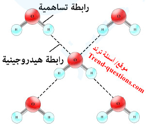 الروابط الهيدروجينية الموجودة بين جزيئات الماء